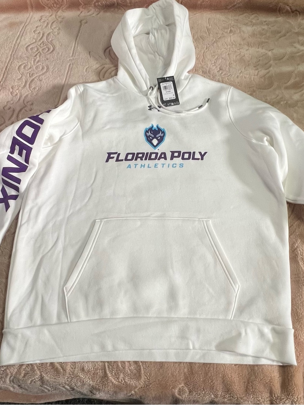 Under Armour White Florida Poly Athletics Hoodie with Purple and Teal Logo